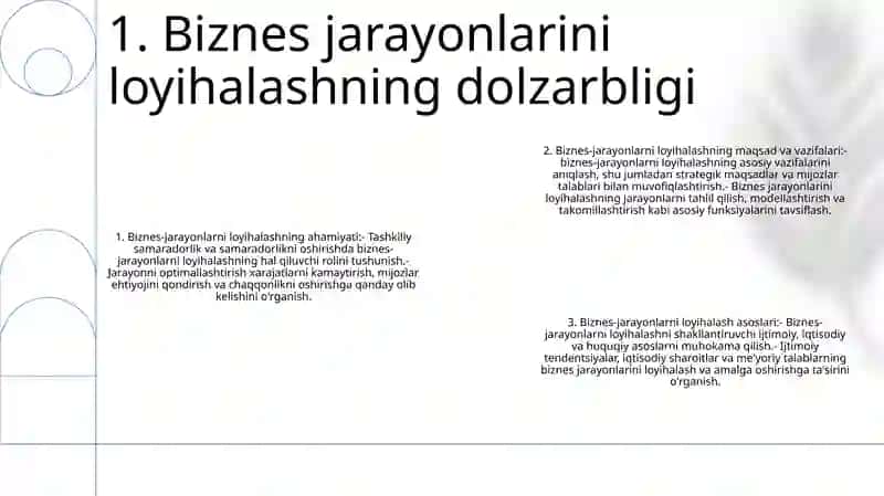 Biznes Jarayonlarini Loyihalash Faninig Dolzarbligi,Maqsadi Va Vazifalari 2