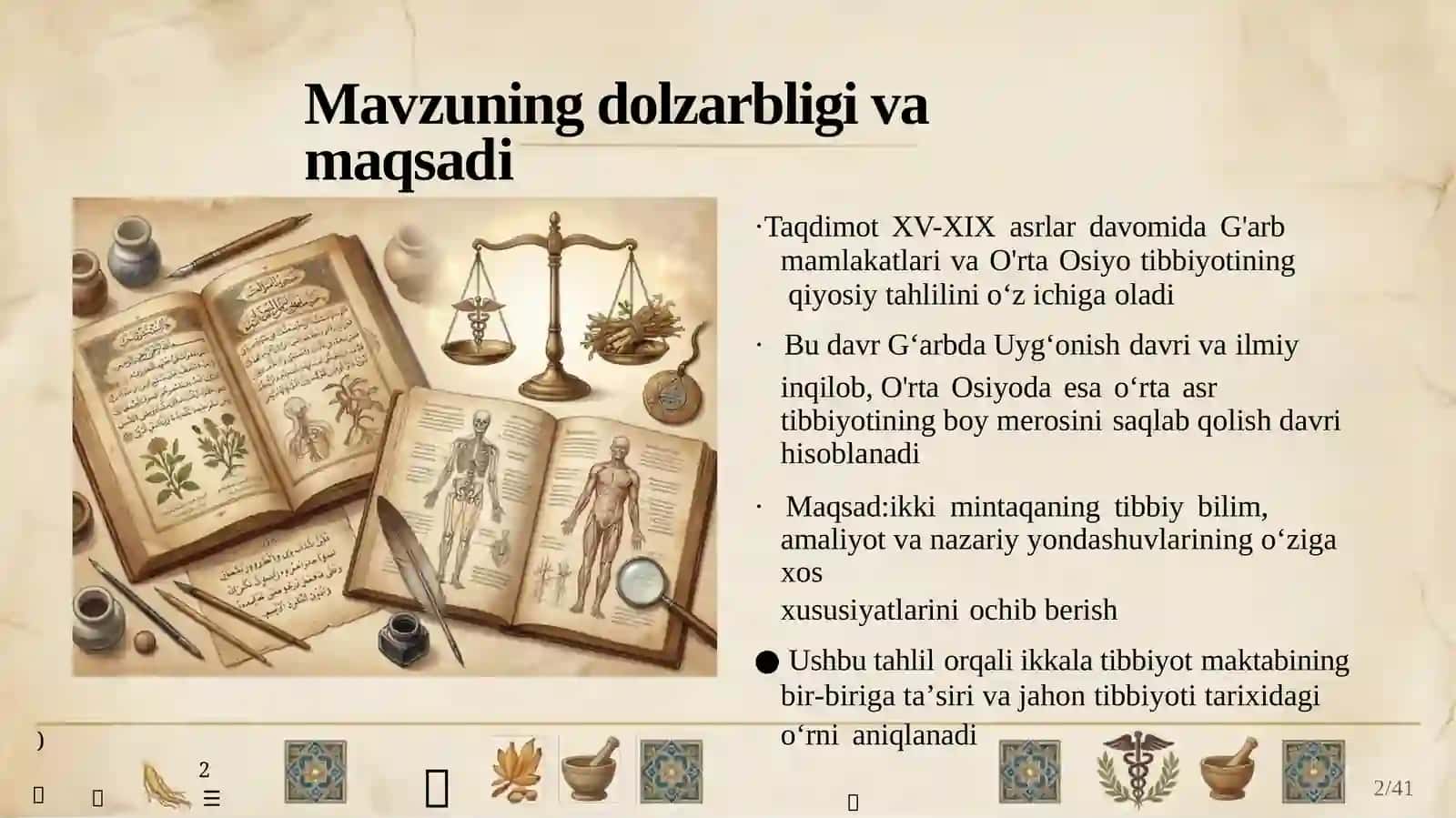 XV asrdan XIX asrgacha G'arb mamlakatlar va O'rta Osiyo tibbiyoti 2