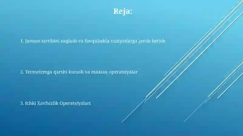 Oʻzbekiston respublikasi Milliy gvardiyasi vakolatlari va faoliyatining asosiy yoʻnalishlari 2