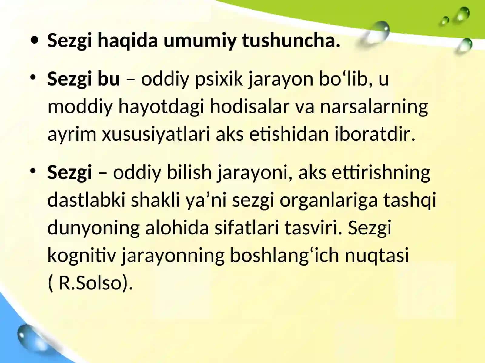 Sezgi uning xususiyatlari 2