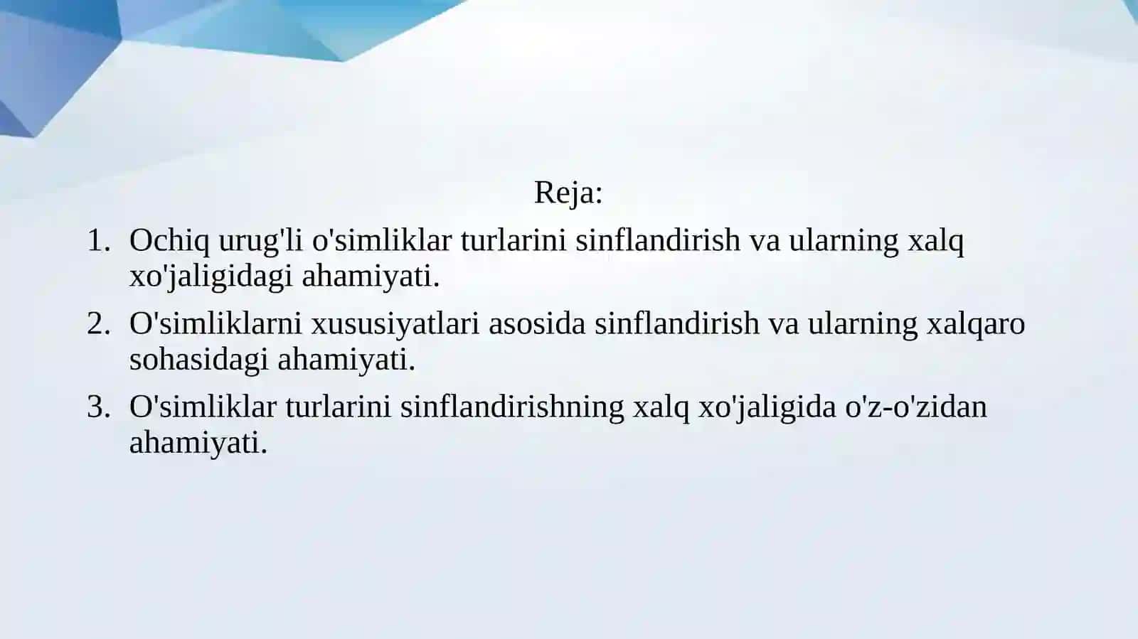 Ochiq urug'li o'simliklarning klassifikatsiyasi va ularning xalq xo'jaligida ahamiyati 2