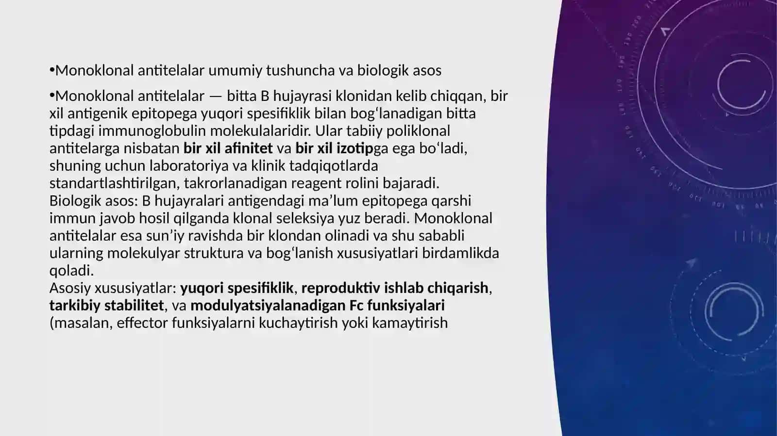 Monoklonal antitenalar, ularning olinishi, tiplari va amaliyotda qo’llanilishi. Sitokinlar, Interferon. Sintezlanishi va tasir mexanizimi 2