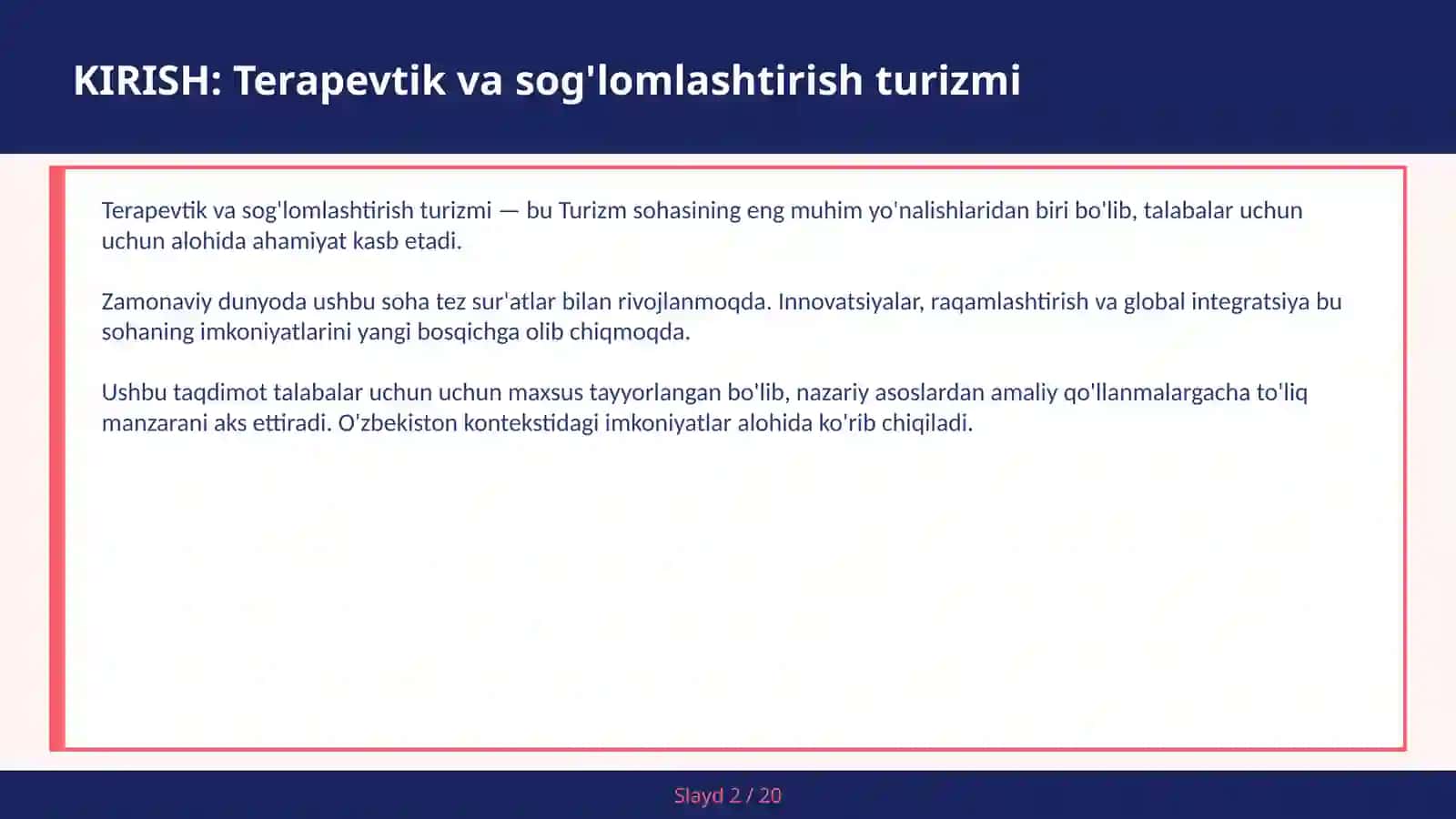 TERAPEVTIK VA SOG'LOMLASHTIRISH TURIZMI 2