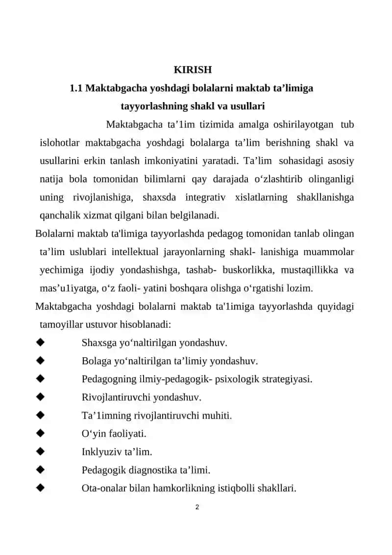 MAKTAB TA'LIMIGA TAYYORLASH 2