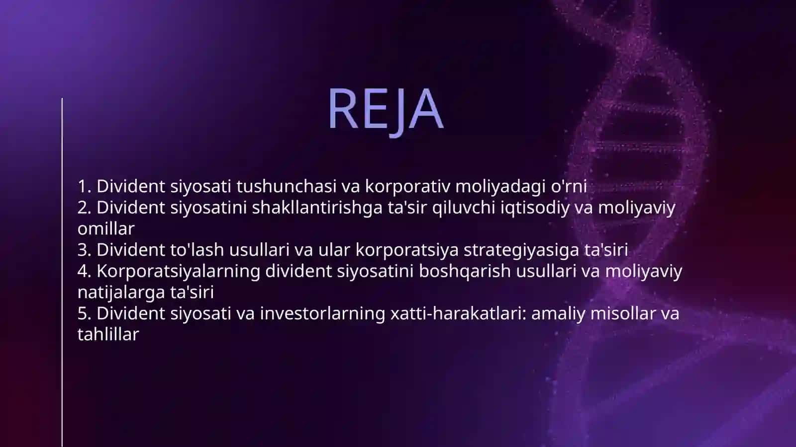 KORPORATSIYALARNING DIVIDENT SIYOSATI 2