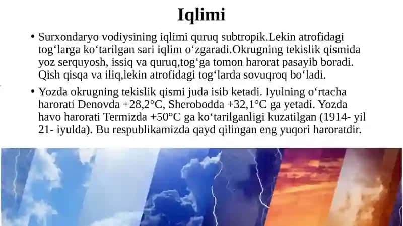 57-IQLIMI, SUVLARI, TUPROQLARI VAHAYVONOT DUNYOSI 2
