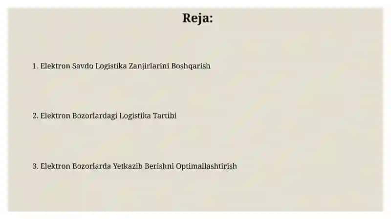 Elektron bozorlarda logistikani tashkil etish 2
