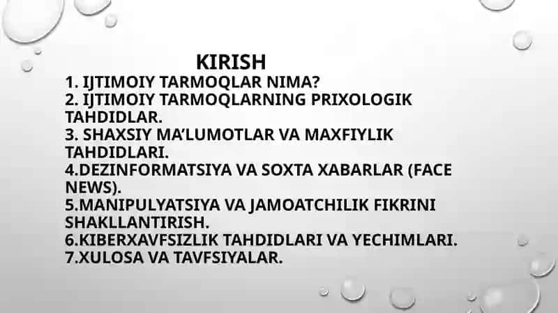 IJTIMOIY TARMOQLAR VA ULANING TAHDIDI 2