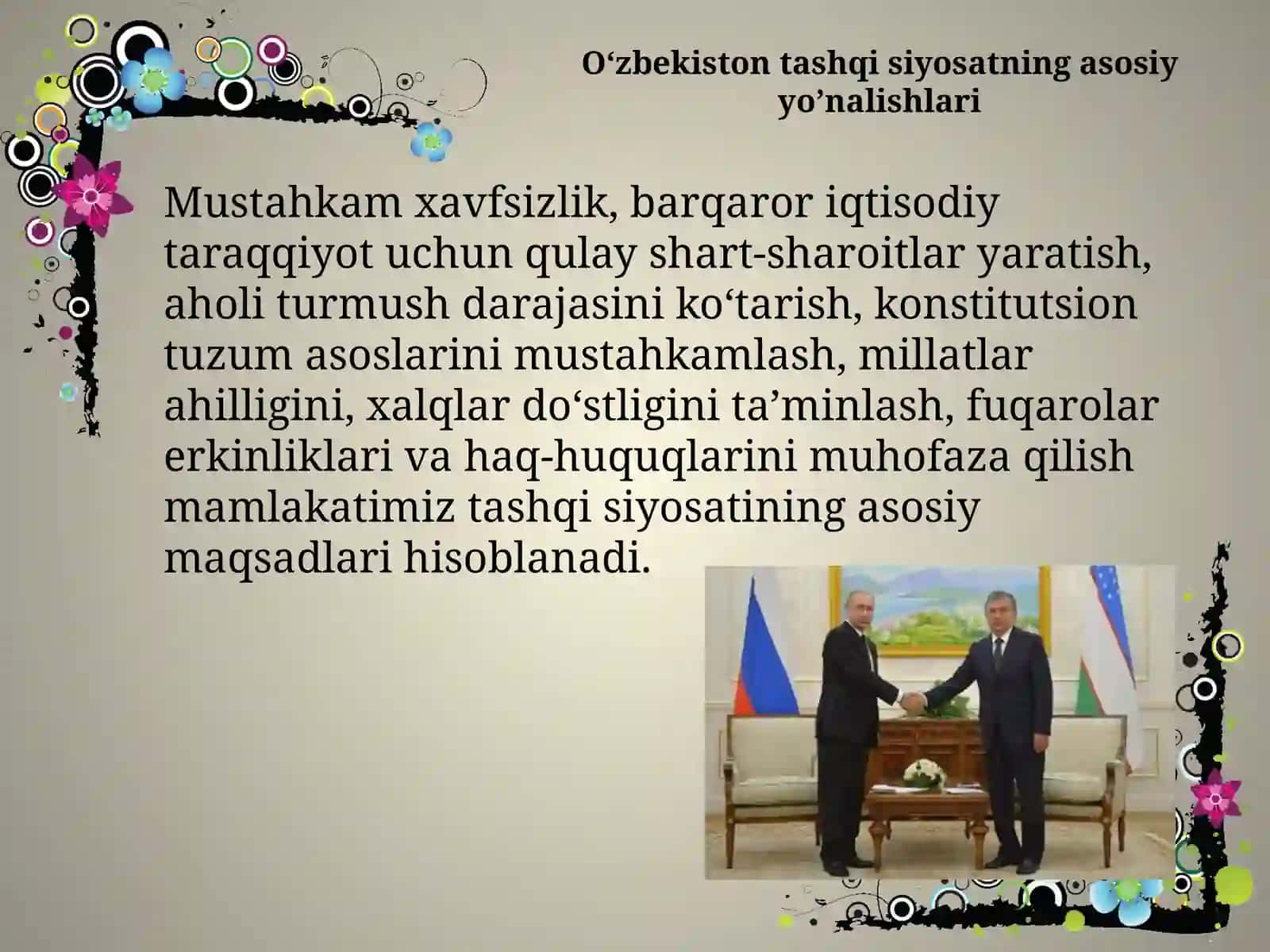 O'zbekiston Respublikasi tashqisiy siyosati 2