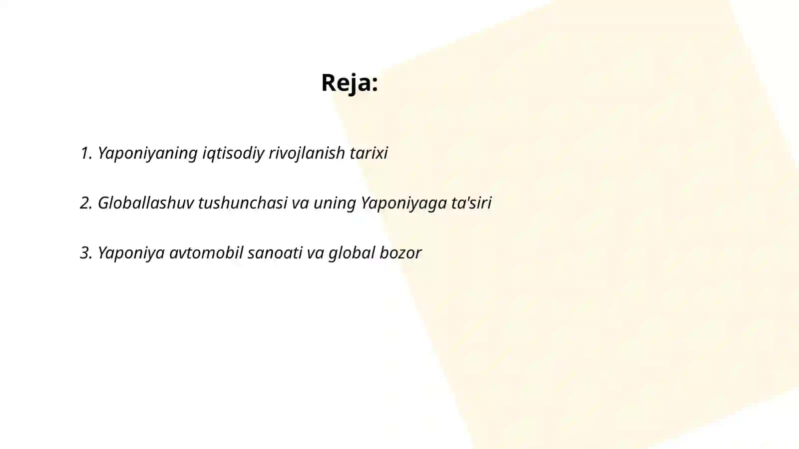 Globallashuv jarayonlari sharoitida Yaponiya iqtisodiyotining rivojlanish xususiyatlari 2