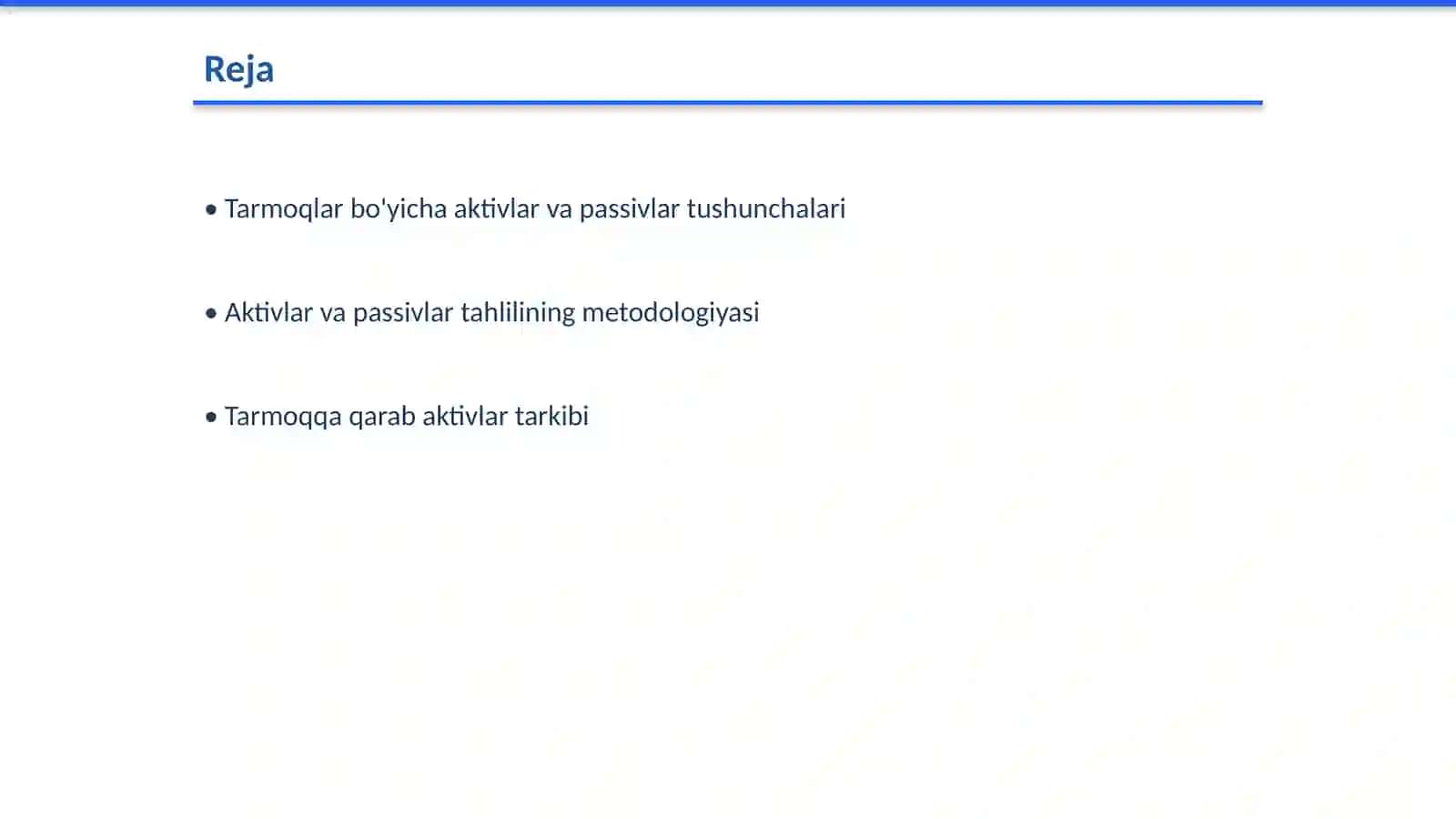 Tarmoqqa qarab aktivlar va passivlar tarkibining xususiyatlari 2