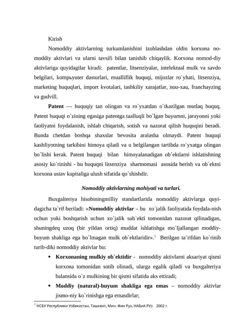 Nomoddiy aktivlar va ularni tasniflash 2