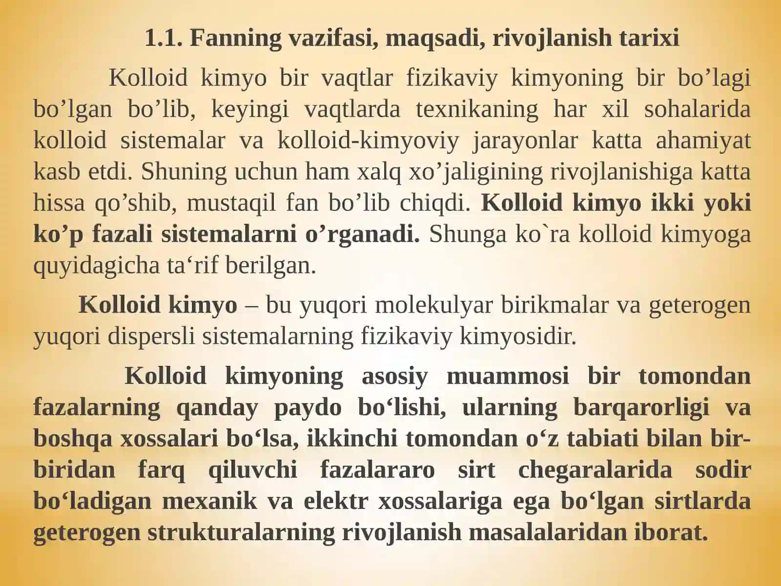 Kolloid Kimyo Fanining Maqsadi va Vazifasi 2