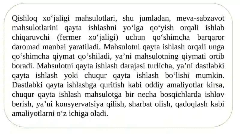 Qayta ishlash jarayonlari va qurilmalari 2