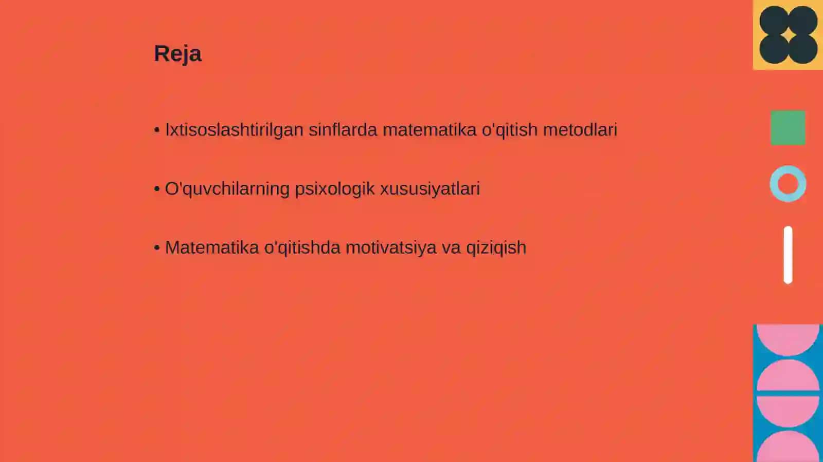 Ixtisoslashtirilgan boshlangich sinflarda matematika o’qitishni pedagogik psixologik jihatlari 2