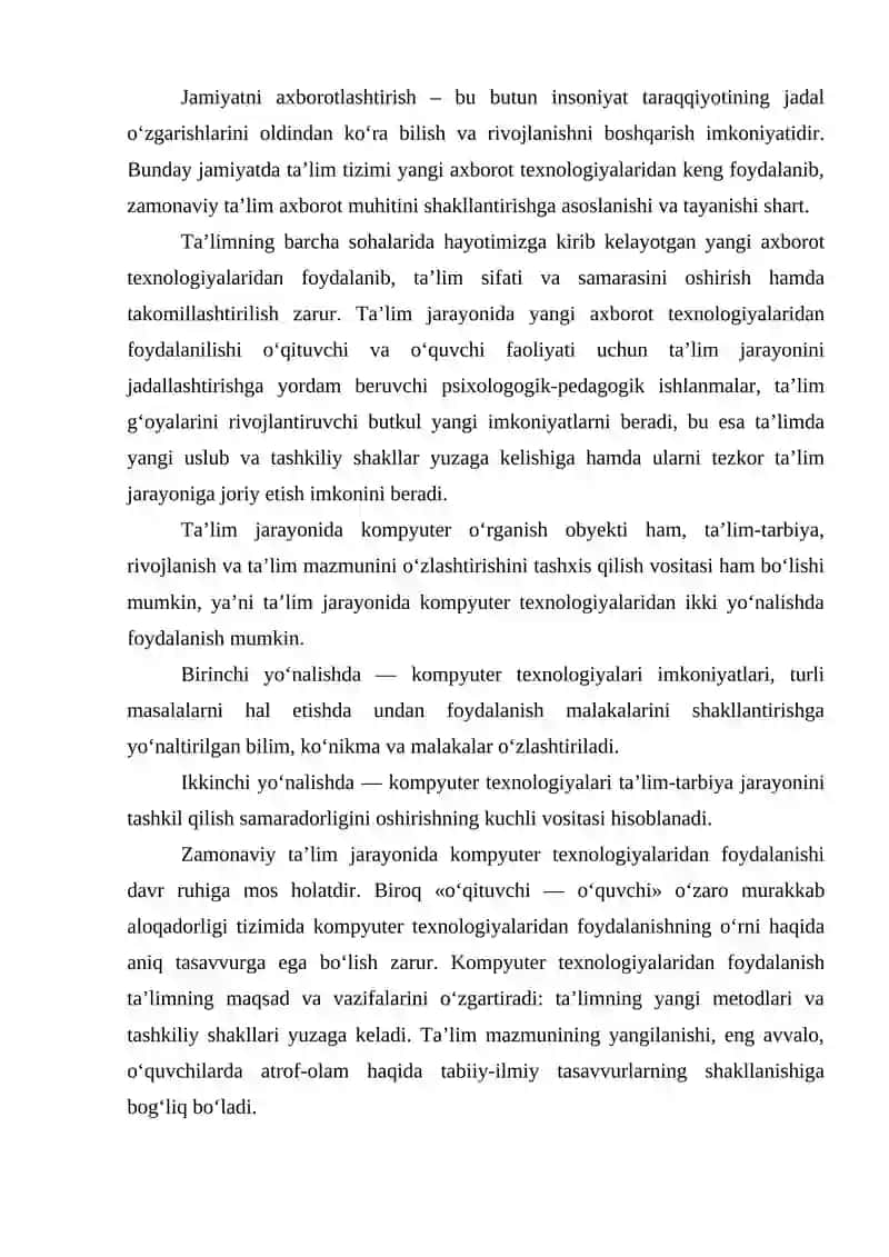 PEDAGOGIK KOMPETENTLIKNI SHAKLLANTIRISHDA PEDAGOGIK TEXNOLOGIYALARNI LOYIHALASHTIRISH VA REJALASHTIRISH YOLLARI TALIM VOSITALARI- TALIM TEXNOLOGIYASINING TARKIBINI ÒRGANISH 2