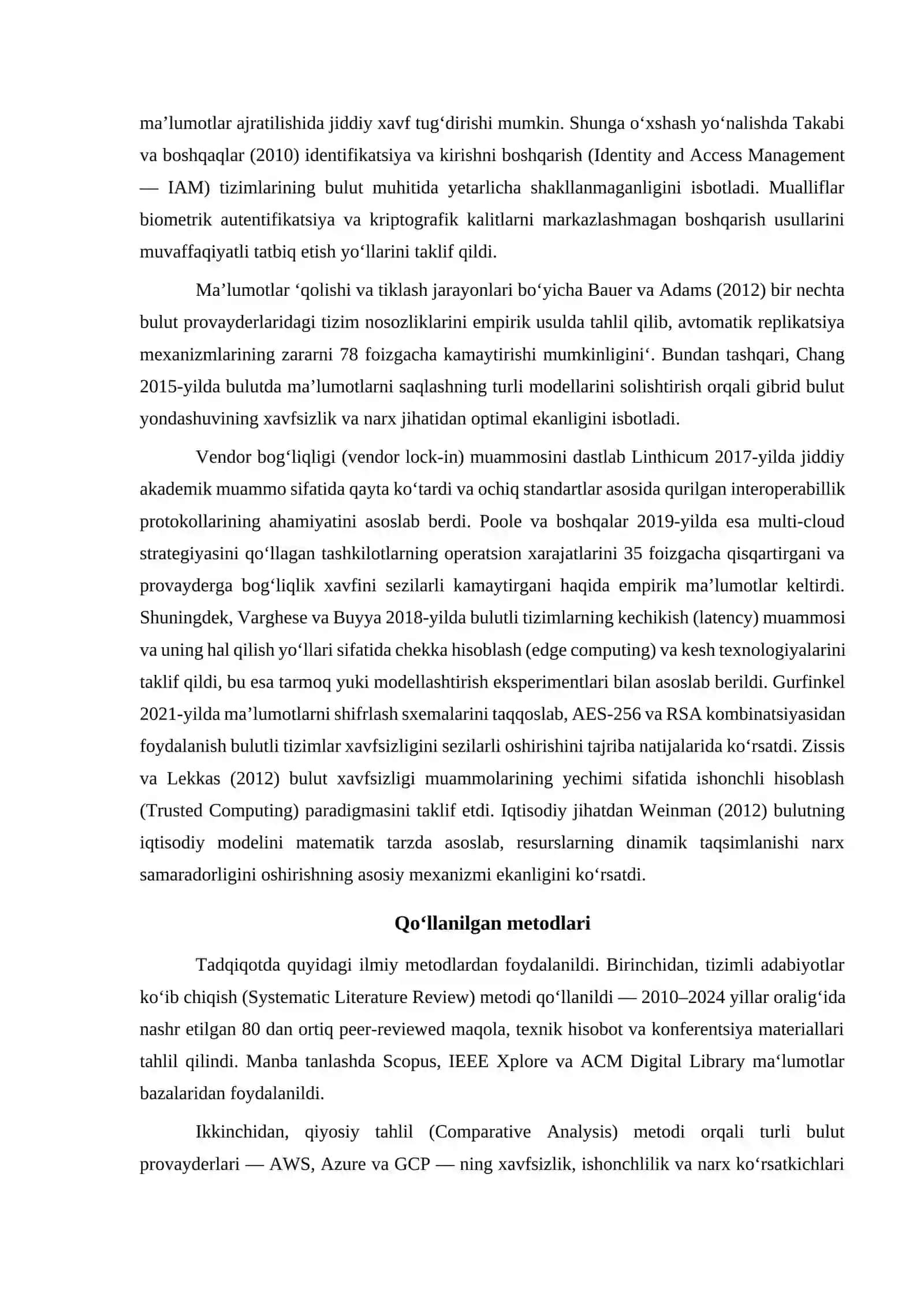 BULUTLI MA'LUMOTLAR BAZASIDA MUAMMOLAR VA ULARNI BARTARAF ETISH USULLARI 2