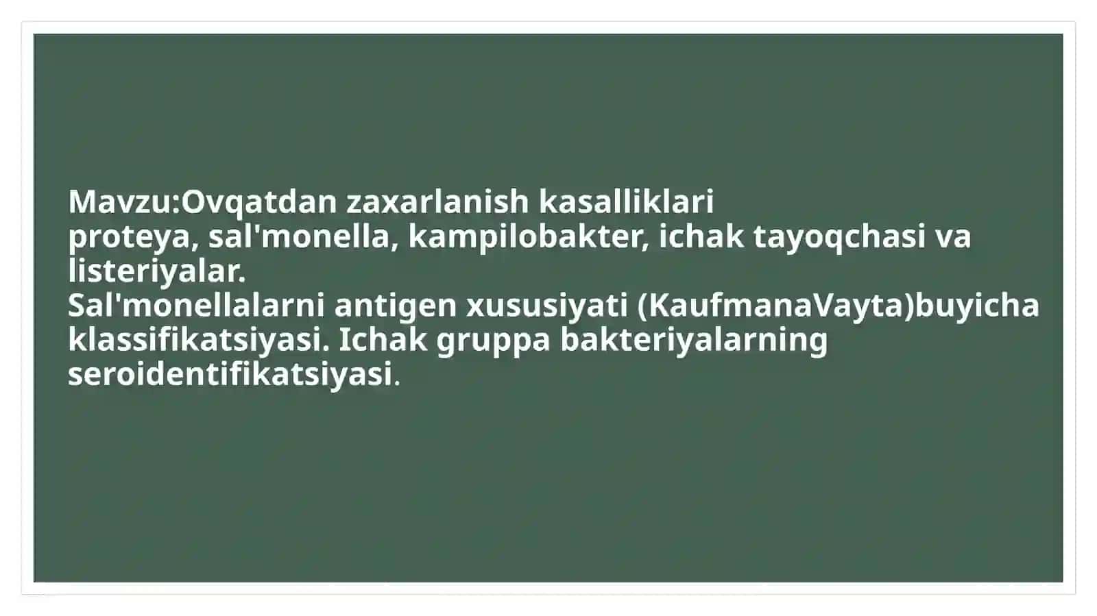 Ovqatdan zaxarlanish kasalliklari 2