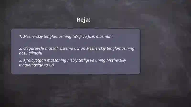 Mesherskiy tenglamasi 2