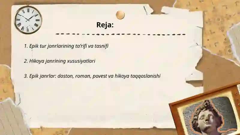Epik tur janrlari. Hikoya janri 2