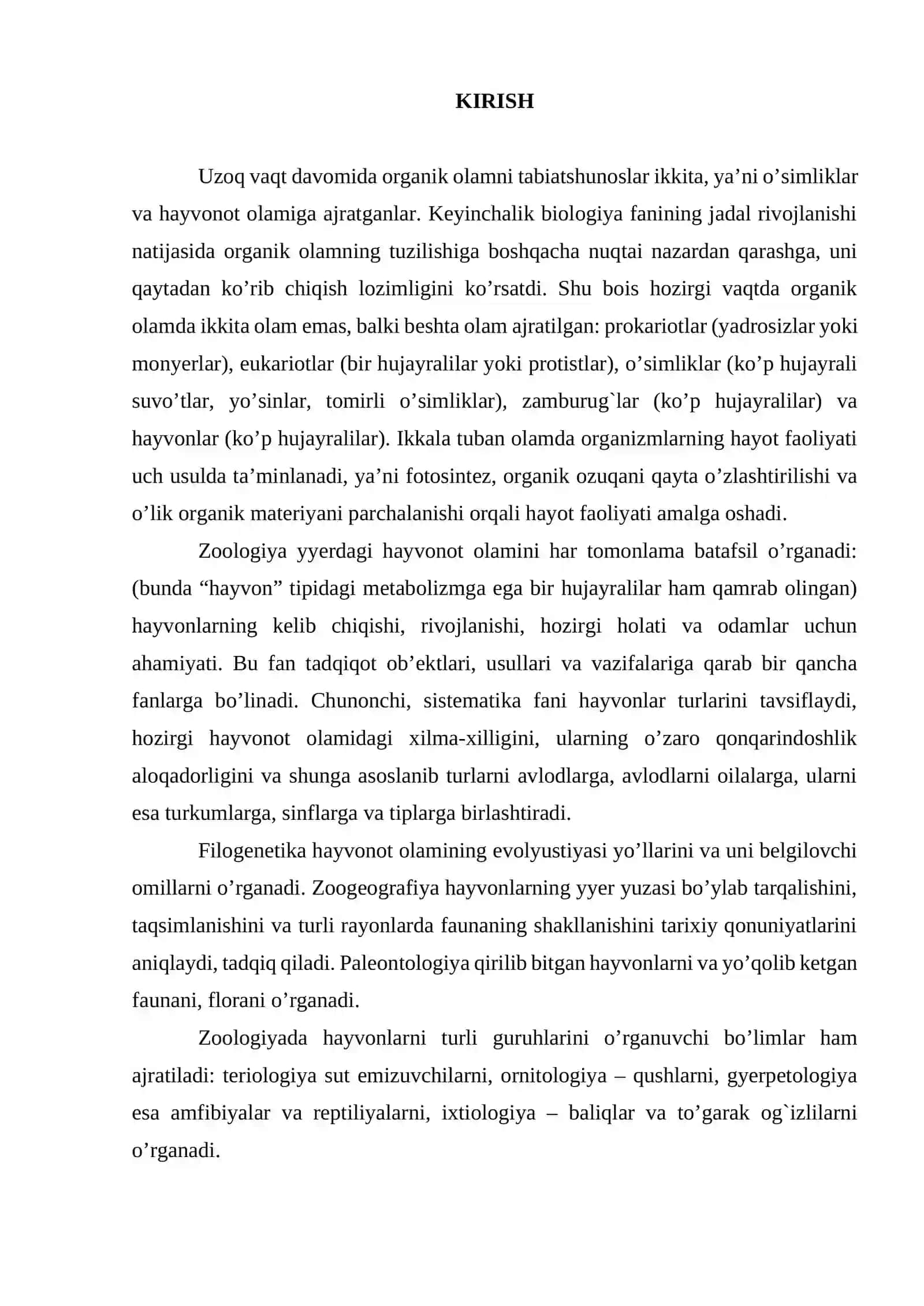 HOZIRZAMON QUSHLARINING SISTEMATIKASI VA TURKUMLANISHIGA QISQACHA TA'RIF VA TASNIF 2