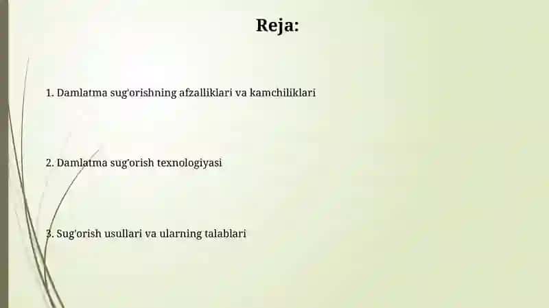 Sug'orish usullari va ularga qoyilgan talablar 2