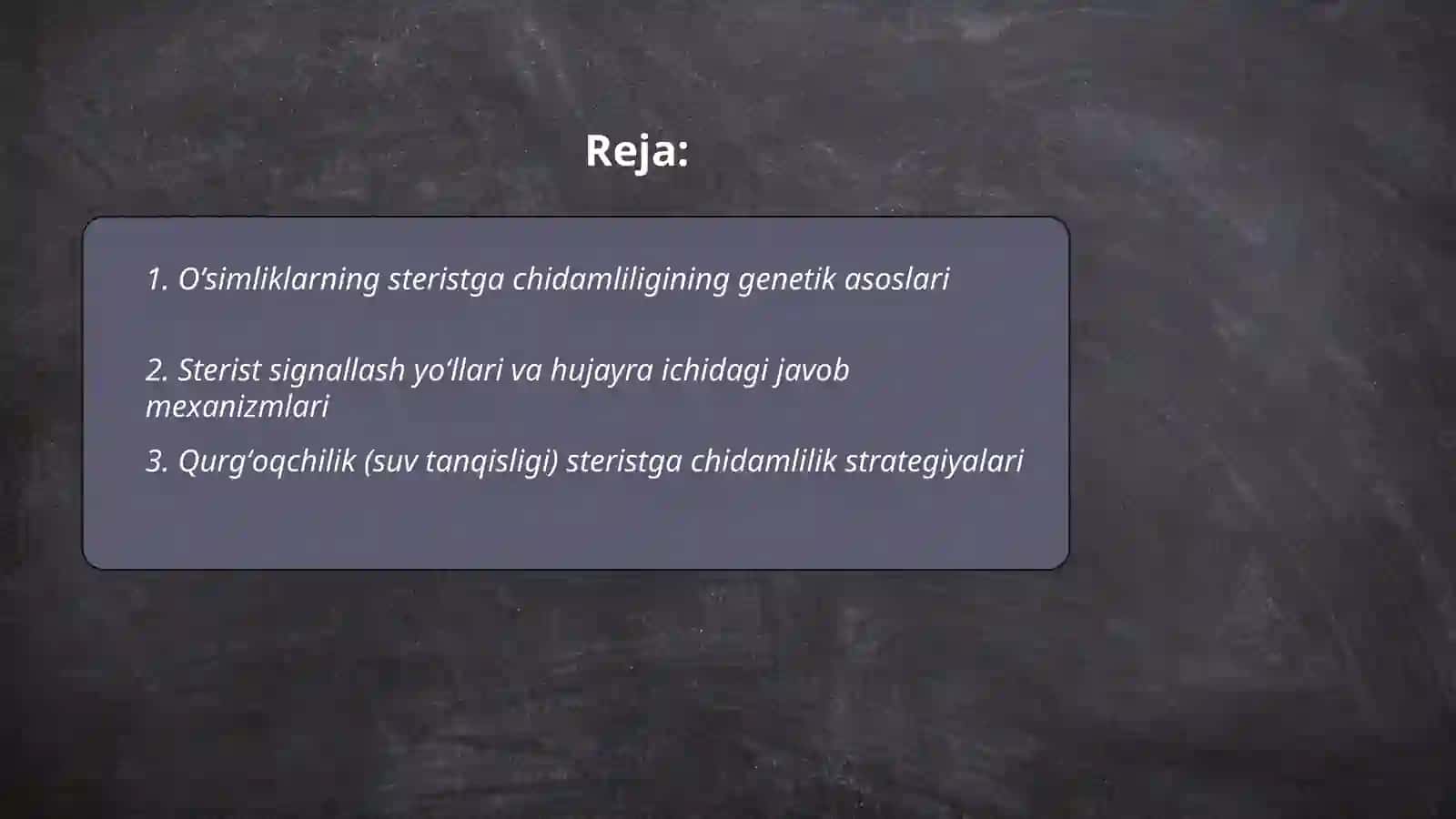 Oʼsimliklarni steristga chidamliligi 2