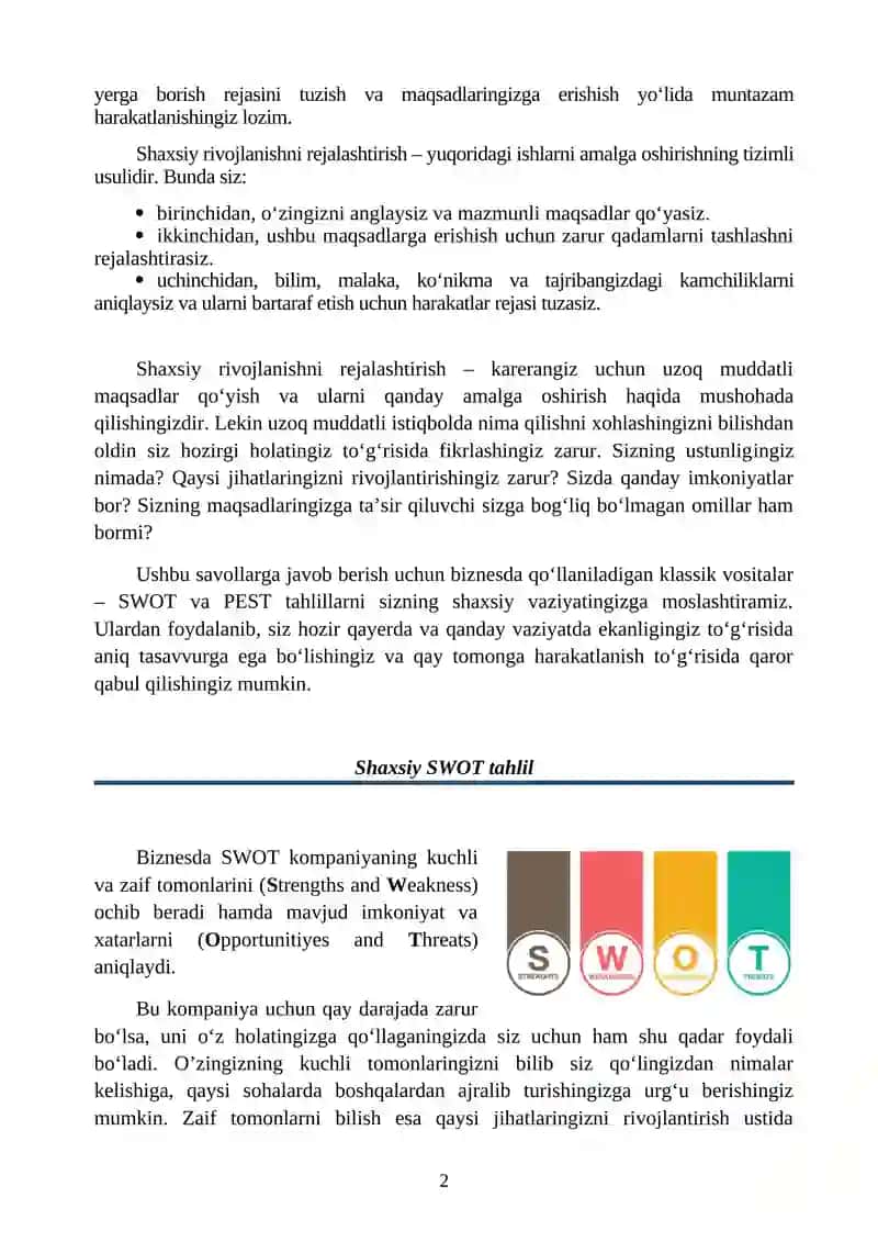 HUQUQShUNOSNING ShAXSIY RIVOJLANISh REJASI 2
