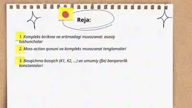 Kompleks birikmalarning eritmadagi muvozanatii 2