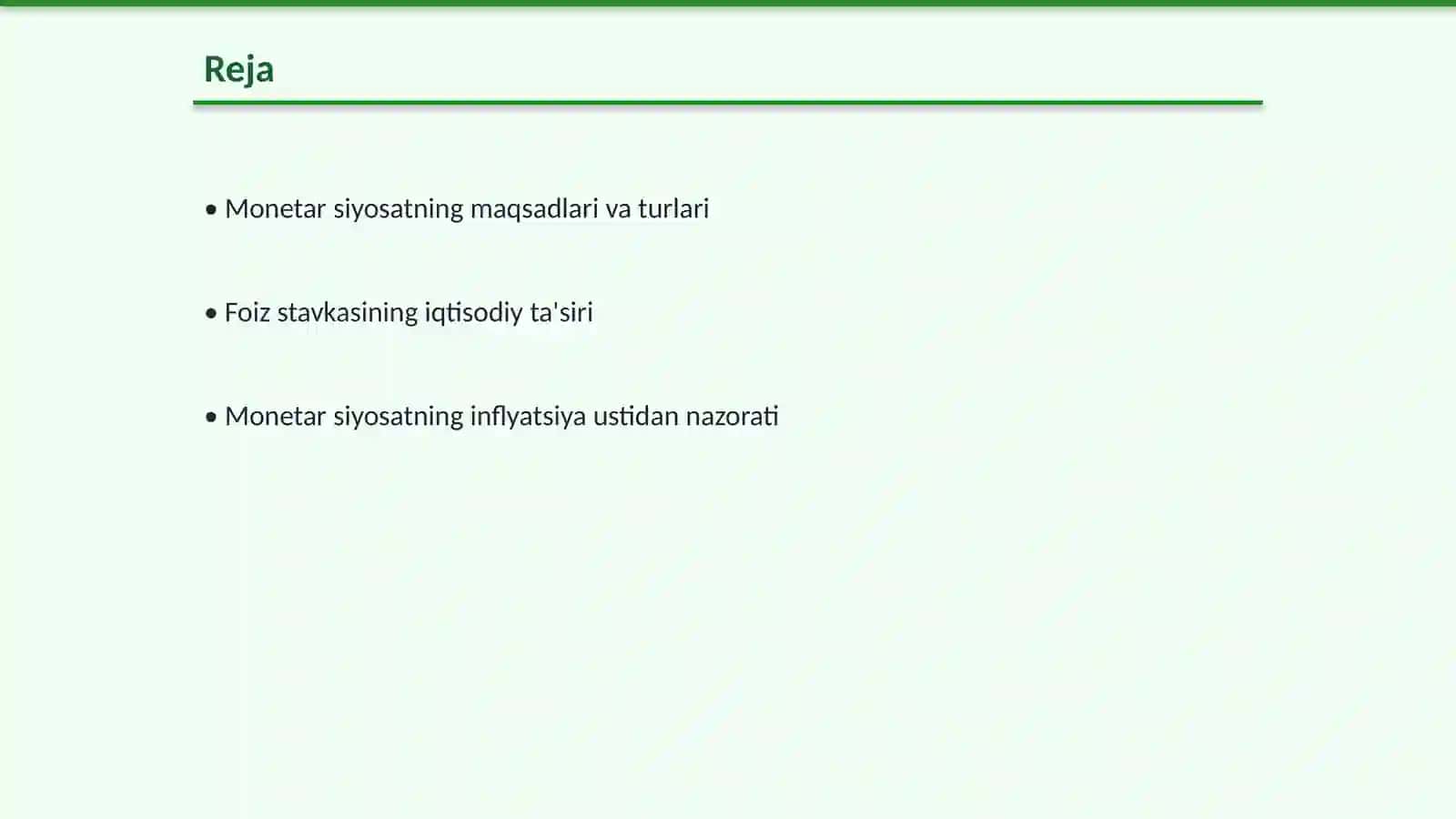 Monetar siyosat va foiz stavkasi 2