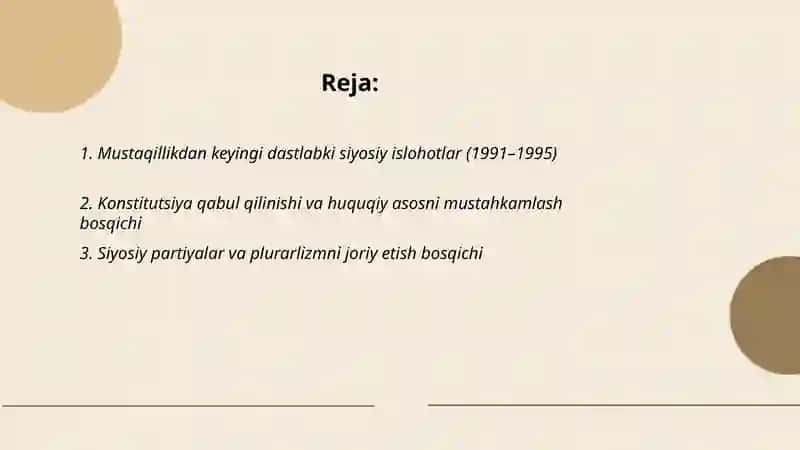 Oʻzbekiston amalga oshirilgan siyosiy islohotlarning bosqichlari 2