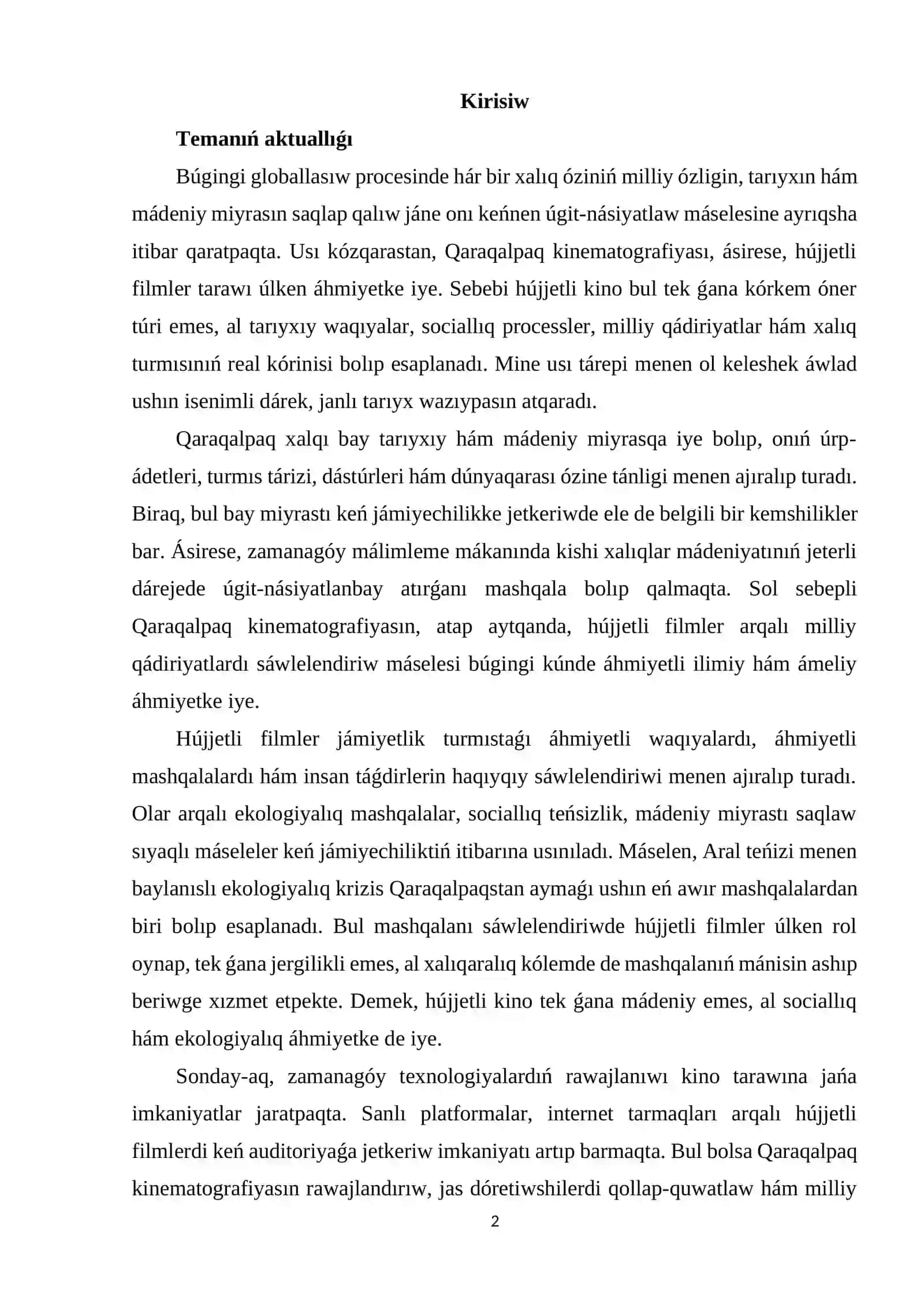 Qaraqalpaq Kinematografiyasiniň teoriyalıq tiykarlari hám qáiplesiw processi 2
