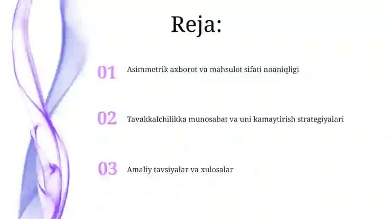 ASIMMETRIK AXBOROTLASHGAN BOZORDA MAHSULOT SIFATI NOANIQLIGI VA TAVAKKALCHILIK 2