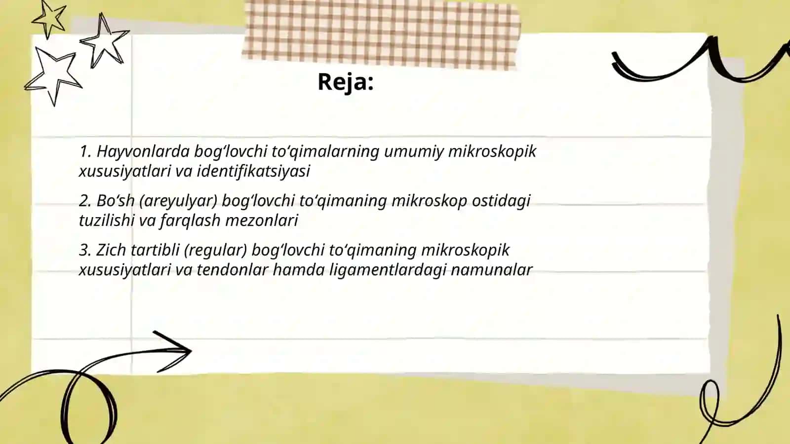Hayvonlarda Biriktiruvchi toʻqimalarni mikroskop ostida oʻrganish va bir-biridan farqlash 2