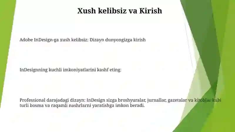 Adobe InDesign Dasturi Imkoniyatlari Bilan Tanishish 2