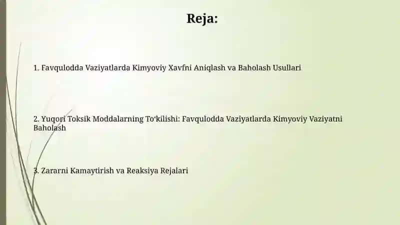 Favqulodda Vaziyatlarda Kimyoviy Vaziyatni Baholash 2