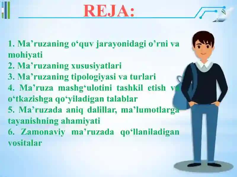 "Ma'ruza turlari va ularga qo'yiladigan talablar" 2