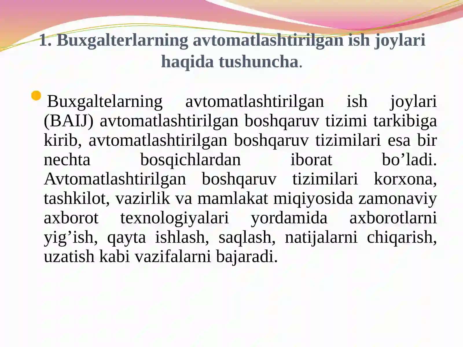 Avtomatlashtirilgan ish joylari (BAIJ) 2