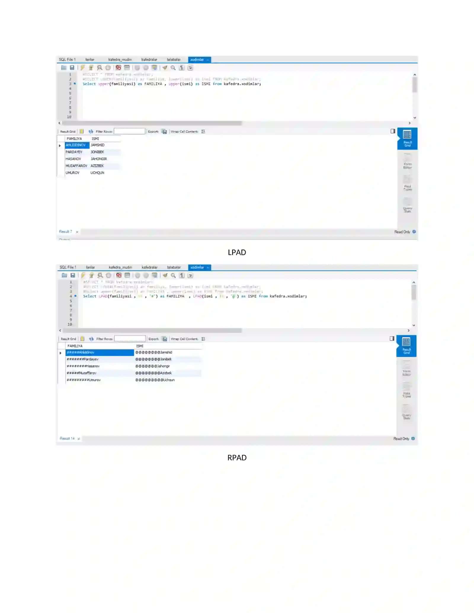 LOWER to COUNT(*) 2