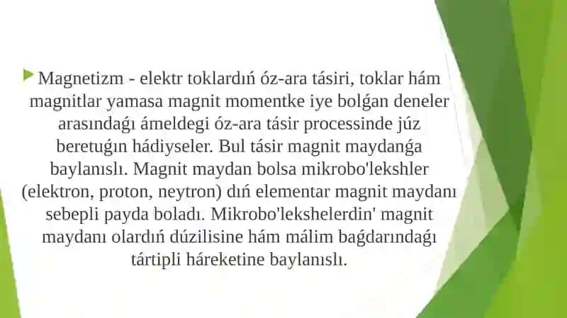 Magnetizm, magnitshinjirlar, tiykarg’imagnitnizamliqlari 2