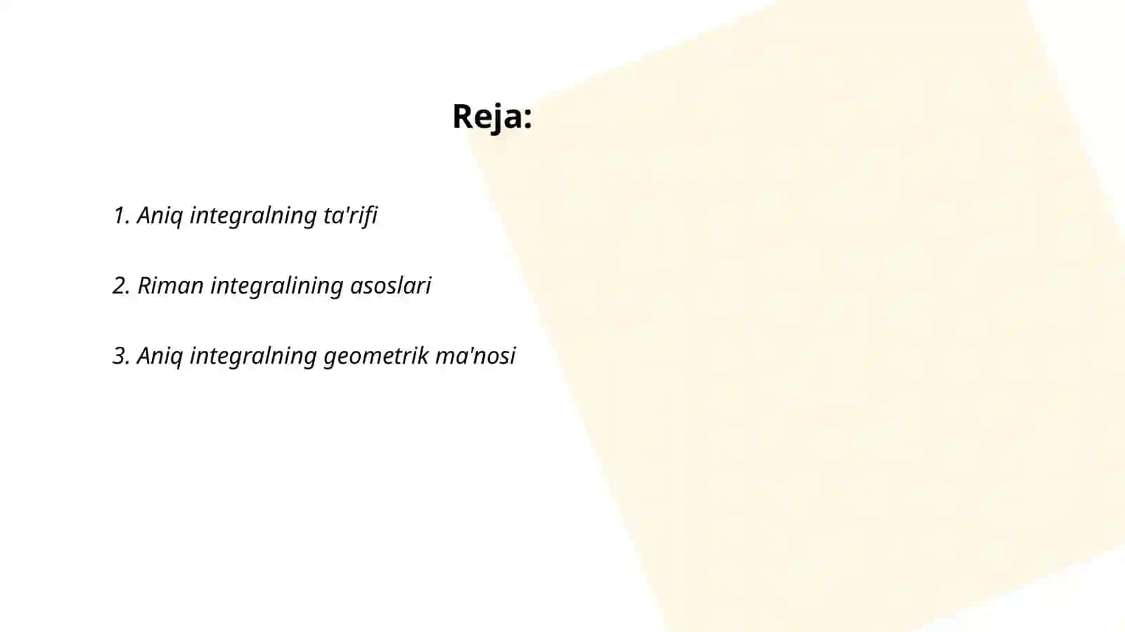 Aniq integral (Riman integrali) ta’riflari 2