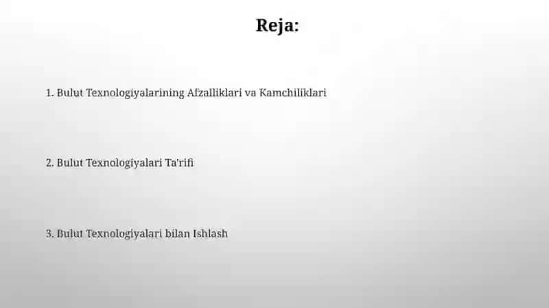 Bulutli texnalogiyalar va ular bilan ishlash 2