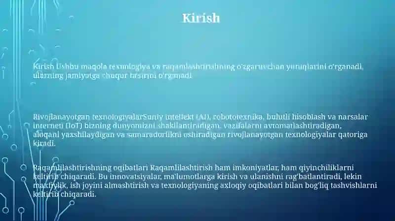 Kelajak Texnalogiyalari Va Raqamlashtirish Oqibatlari 2