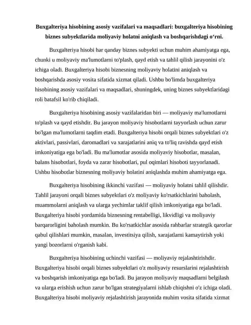 Buxgalteriya hisobi va moliyaviy hisobotlar 2