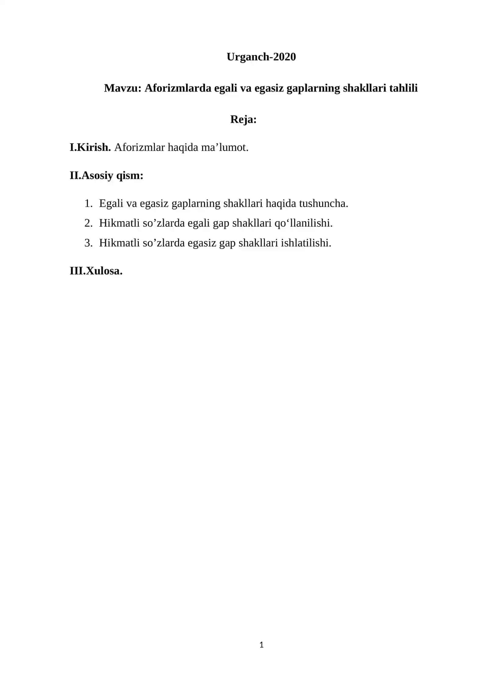 Aforizmlarda egali va egasiz gaplarning shakllari tahlili 2