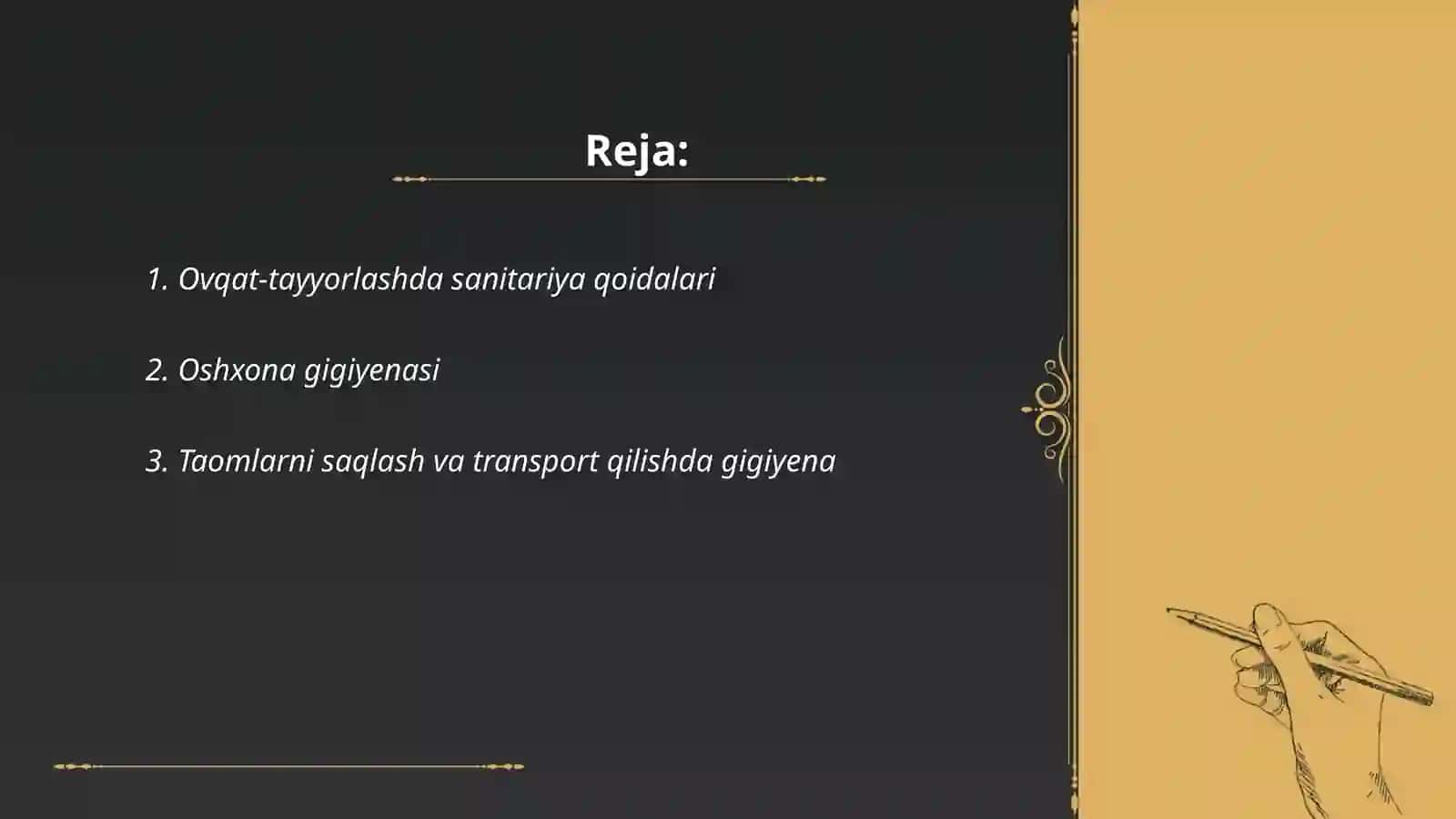 Oziq ovqat havfsizligini taminlashda sanitaria va gigiyenani órni 2