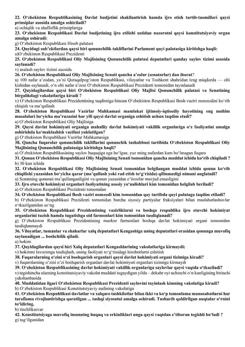 KONSTITUTSIYADAN YAKUNIY NAZORAT SAVOLLARI JAVOBLARI 2