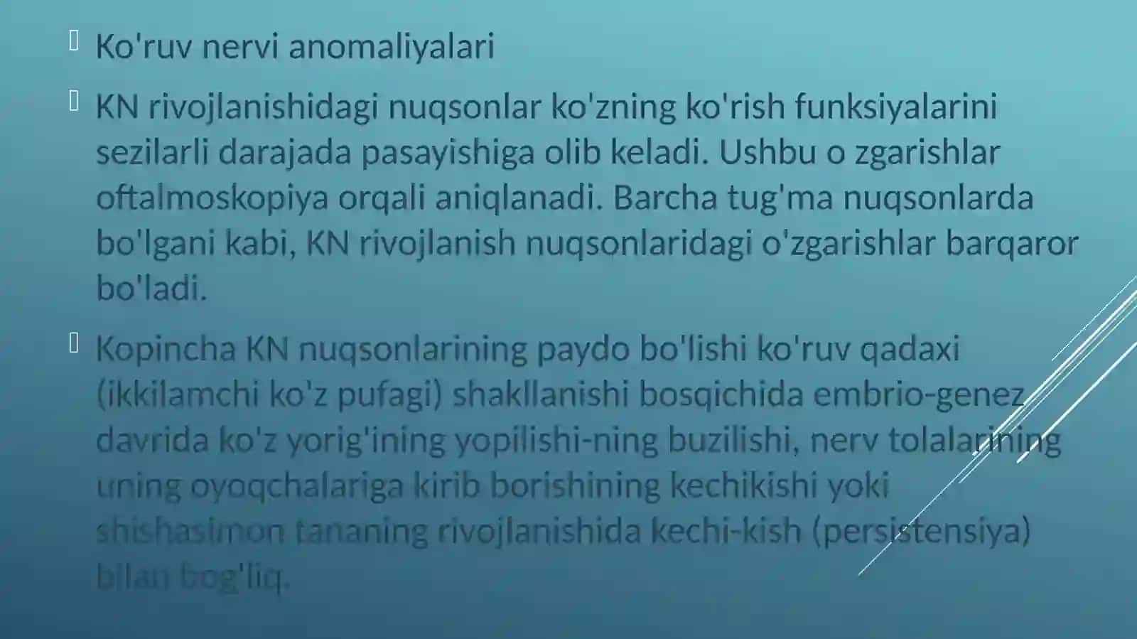 KO’RUV NERVI TUG’MA NUQSONLARI 2