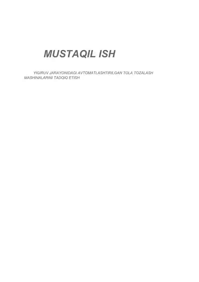 Yigiruv Jarayonidagi Avtomatlashtirilgan Tola Tozalash Mashinalarini Tadqiq Etish 2