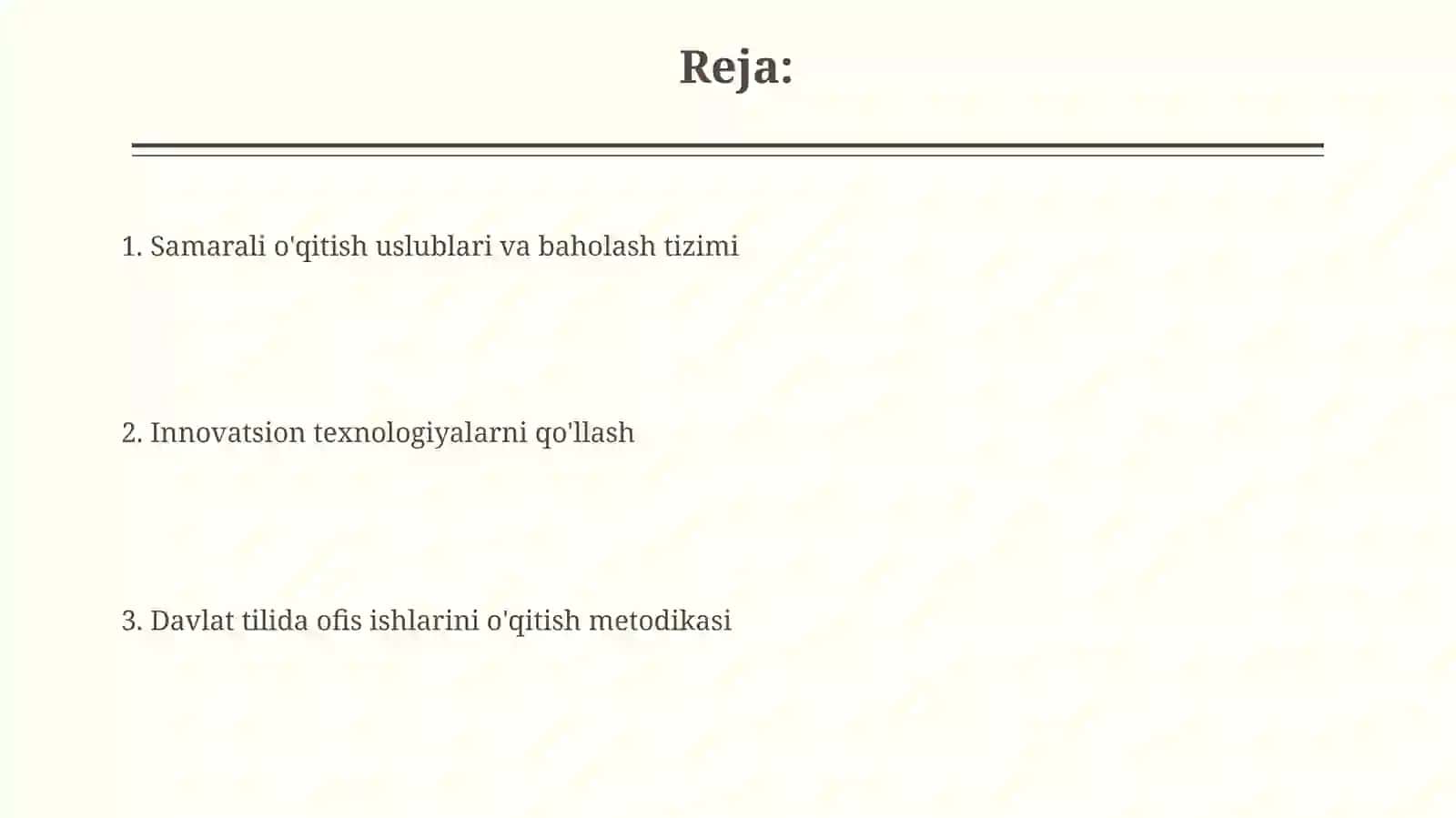 Davlat tilida ish yuritish fanini oʻqitish metodikasi va inavatsion texnalogiyalar 2